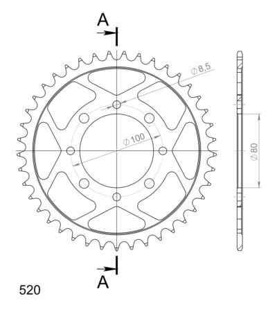 Couronne acier Pas 520 - 41 dents Suzuki GN250 E F NJ42A - Supersprox (CE31241)