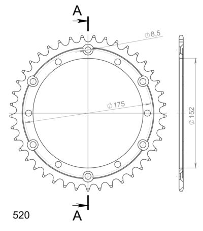 Couronne acier Pas 520 - 41 dents Yamaha YFZ350 Banshee 3GG - Supersprox (CC50041)