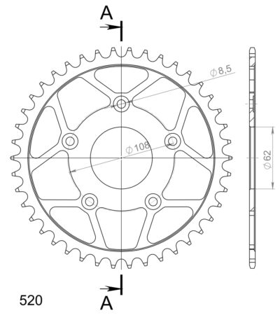 Couronne acier Pas 520 - 42 dents Cagiva Supercity 125 - Supersprox (CK20342)