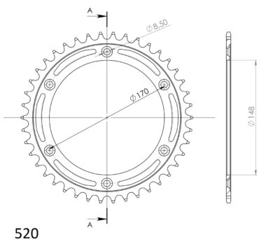 Couronne acier Pas 520 - 42 dents Cagiva T4 350 E - Supersprox (CE50142)