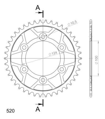 Couronne acier Pas 520 - 42 dents Ducati 695 Monster M419 - Supersprox (CL60242)