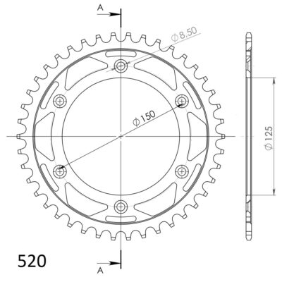 Couronne acier Pas 520 - 42 dents Gas Gas SM 700 - Supersprox (CO30442)