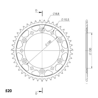 Couronne acier Pas 520 - 42 dents Honda FMX650 5 RD12 - Supersprox (CA50142)