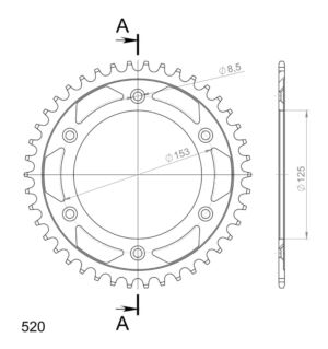 Couronne acier 42 dents pas 520 – Supersprox CA21242 – Compatible moto (Voir modèles)