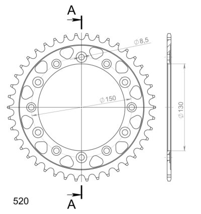 Couronne acier Pas 520 - 42 dents Yamaha WR250 R DG02 - Supersprox (CA30442)