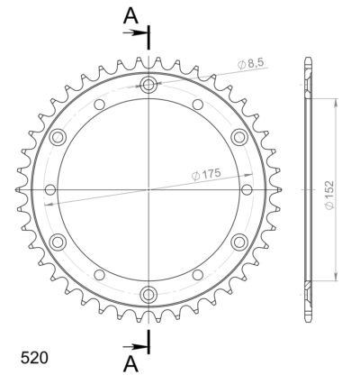 Couronne acier Pas 520 - 42 dents Yamaha XT500 1U6 4E5 - Supersprox (CC50042)