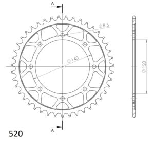 Couronne acier 43 dents Kawasaki KLR650 / KLX650 (1987-2001) – Supersprox CG60043
