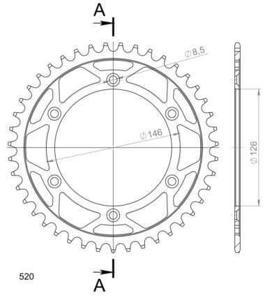 Couronne acier Pas 520 - 43 dents Suzuki DR350 SE T DK41A SK42B - Supersprox (CE20343)