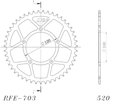 Couronne acier Pas 520 - 44 dents Aprilia Pegaso 650 Strada VD - Supersprox (CK50344)