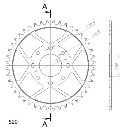 Couronne acier Pas 520 - 44 dents Honda XL125 V Varadero - Supersprox (CA22144)