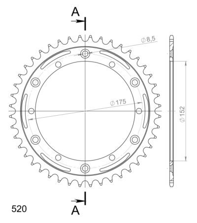 Couronne acier Pas 520 - 44 dents Yamaha DT200 R - Supersprox (CC50044)