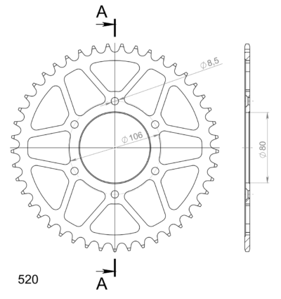 Couronne acier Pas 520 - 45 dents Aprilia ETX125 - Supersprox (CI20445)