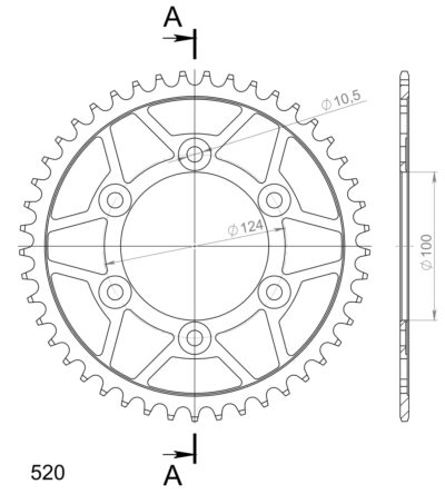 Couronne acier Pas 520 - 45 dents Ducati 696 Monster M500 - Supersprox (CL60245)