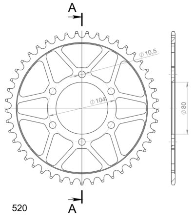 Couronne acier Pas 520 - 45 dents Kawasaki Z800 - Supersprox (CG40345)