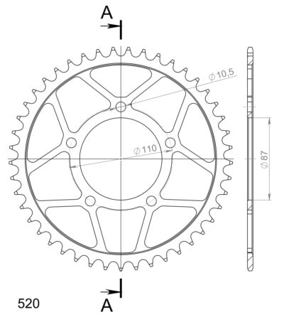 Couronne acier Pas 520 - 45 dents - Supersprox (CE40545)