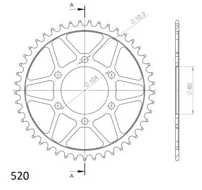 Couronne acier Pas 520 - 46 dents CF Moto CL-X Adventure - Supersprox (CG40346)