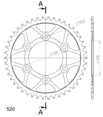 Couronne acier Pas 520 - 46 dents Ducati 600 Monster /Dark 600M (ab 02962) - Supersprox (CL60246)