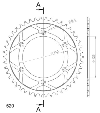 Couronne acier Pas 520 - 46 dents Gas Gas EC350F - Supersprox (CO30446)