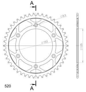 Couronne acier 46 dents chaîne 520 – Supersprox CA21246