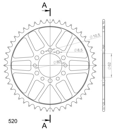 Couronne acier Pas 520 - 46 dents Yamaha XT200 - Supersprox (CC30046)