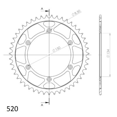 Couronne acier Pas 520 - 47 dents Kawasaki KDX200 - Supersprox (CG20447)