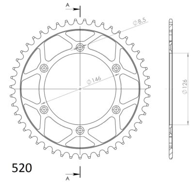 Couronne acier Pas 520 - 47 dents Suzuki DR-Z 400 E K1 BF1111 - Supersprox (CE20347)