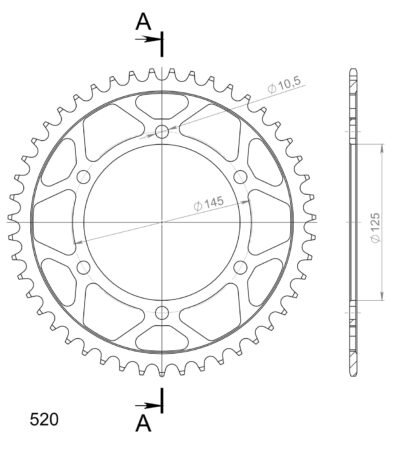 Couronne acier Pas 520 - 47 dents Yamaha MT-03 RM02 - Supersprox (CC30547)