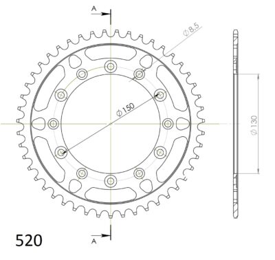 Couronne acier Pas 520 - 47 dents Yamaha YZ450 F R CJ03C - Supersprox (CA30447)