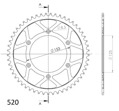 Couronne acier Pas 520 - 48 dents Beta 300RR Enduro 2T - Supersprox (CA21248)