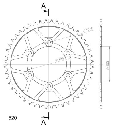 Couronne acier Pas 520 - 48 dents Ducati 620 Monster /s i.e./i.e. M403 M408 - Supersprox (CL60248)