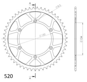 Couronne acier 48 dents Kawasaki KX125/KX250F/RM-Z250 (1986–2010) – Supersprox CG20448