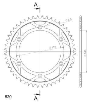Couronne acier 48 dents Pas 520 Suzuki DR750 / DR800 / TS250 (1985–1990) – Supersprox CE50148