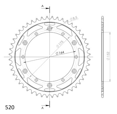 Couronne acier Pas 520 - 48 dents Yamaha WR125 - Supersprox (CC50048)