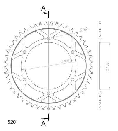 Couronne acier Pas 520 - 49 dents Aprilia Moto 6.5 Starck MH - Supersprox (CI30449)