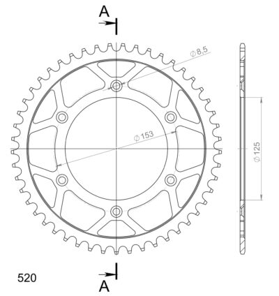 Couronne acier Pas 520 - 49 dents Beta 300RR Enduro 2T - Supersprox (CA21249)