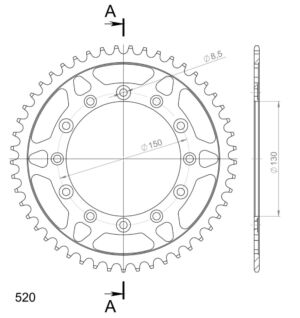 Couronne acier 49 dents Fantic XXF 450 / Yamaha YZ 125-450F (1999-2024) – Supersprox CA30449