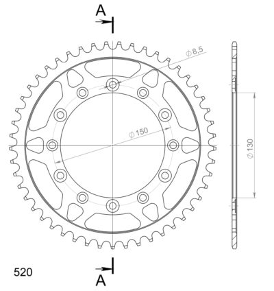 Couronne acier Pas 520 - 49 dents Fantic XXF 450 - Supersprox (CA30449)