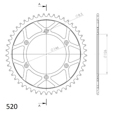 Couronne acier Pas 520 - 49 dents Suzuki RM-Z 250 - Supersprox (CE20349)