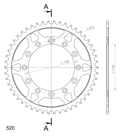 Couronne acier Pas 520 - 50 dents Fantic XE 125 - Supersprox (CA30450)