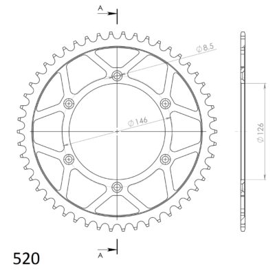 Couronne acier Pas 520 - 50 dents Suzuki RM-Z 250 - Supersprox (CE20350)