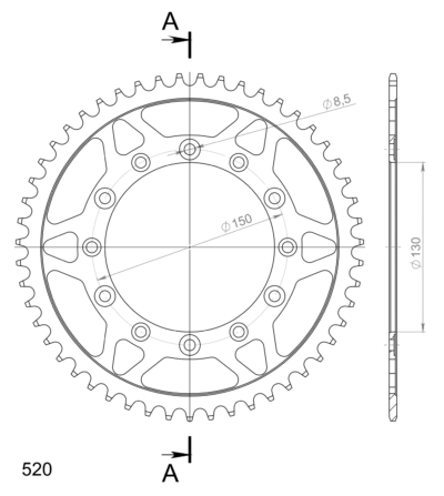 Couronne acier Pas 520 - 51 dents Fantic XEF 250 - Supersprox (CA30451)