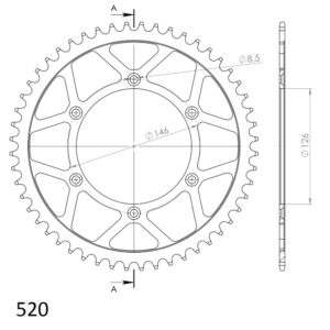 Couronne acier 51 dents Pas 520 – Suzuki RM125 1988-2013 / RMX450Z 2010-2015 – Supersprox CE20351