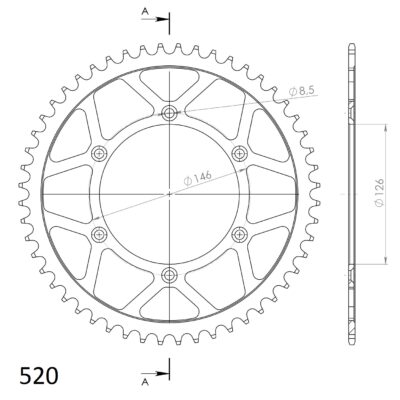 Couronne acier Pas 520 - 52 dents - Supersprox (CE20352)