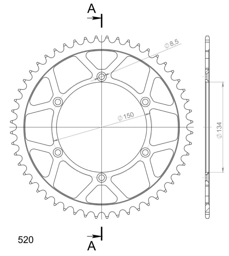 Couronne acier Pas 520 - 52 dents - Supersprox (CG20452)