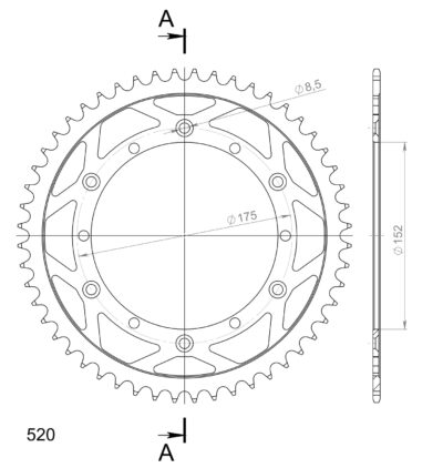 Couronne acier Pas 520 - 52 dents Yamaha WR200 R - Supersprox (CC50052)