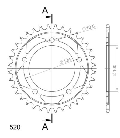 Couronne acier Pas 525 - 36 dents Ducati 999 H400 H401 H402 - Supersprox (CL61436)