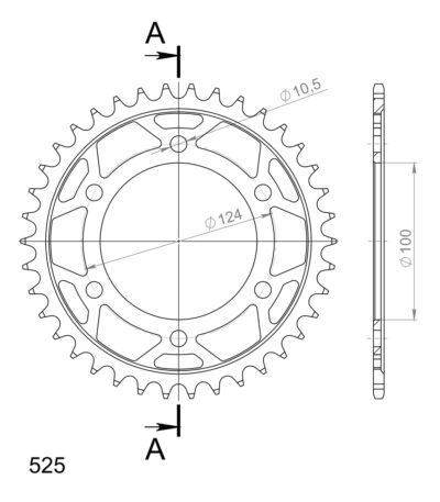 Couronne acier Pas 525 - 38 dents Ducati Sport Touring ST4s /ABS S200 - Supersprox (CL60938)