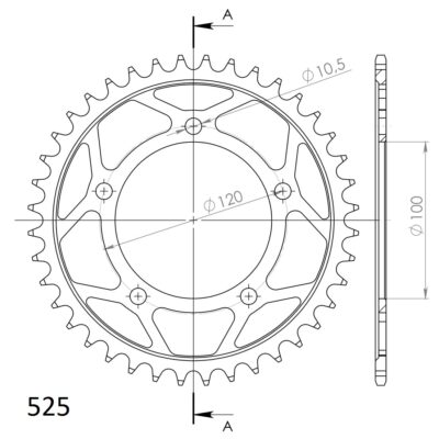 Couronne acier Pas 525 - 40 dents Aprilia NA850 Mana /GT RC - Supersprox (CI80040)