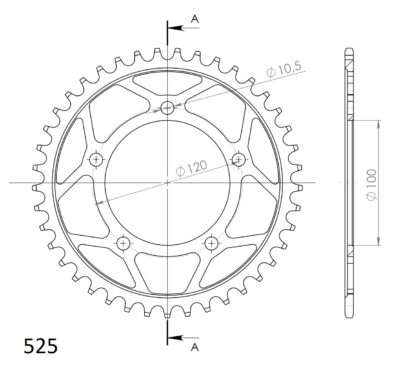 Couronne acier Pas 525 - 41 dents Aprilia RSV4 Factory ZD4KE - Supersprox (CI80041)