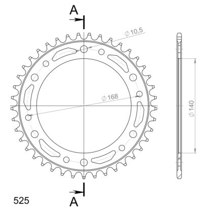 Couronne acier Pas 525 - 41 dents - Supersprox (CI30541)